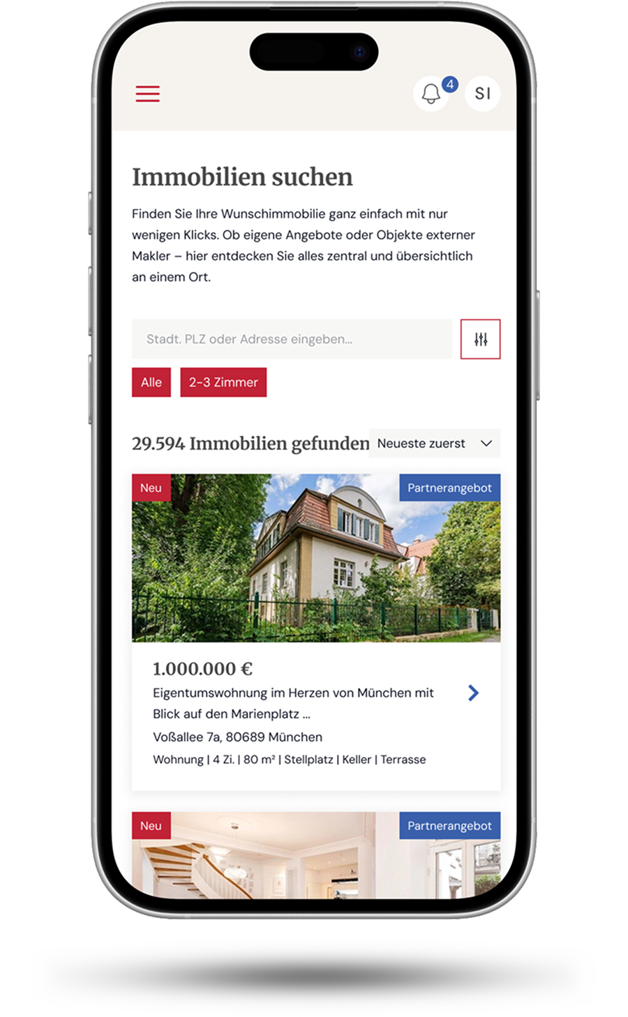 Immobilie finden im Kundenportal